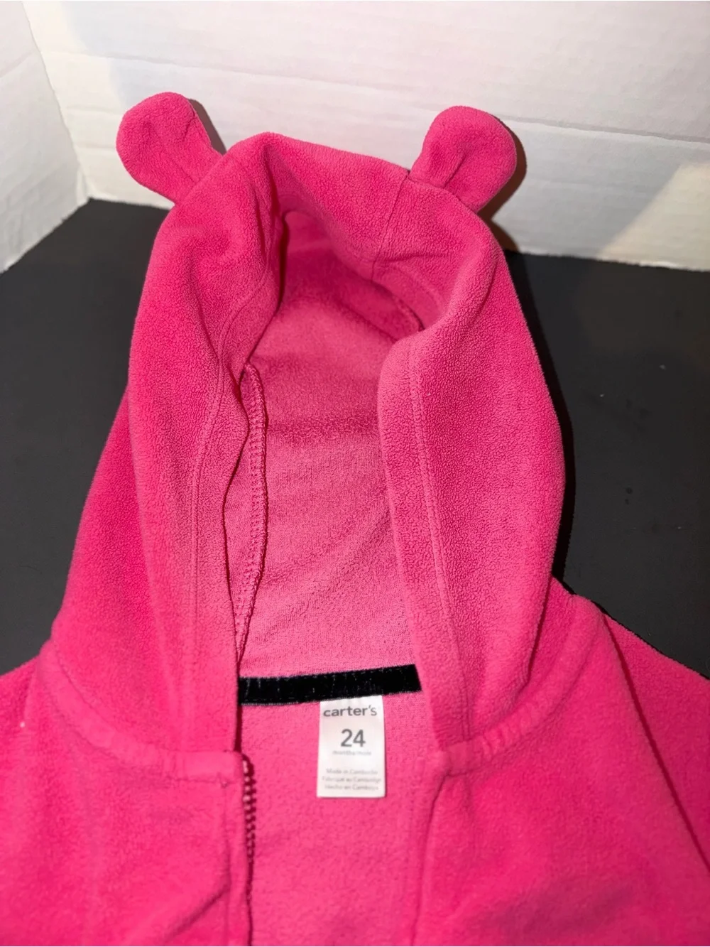 Carter's Bright Pink Hooded Fleece Zip-Up Jacket